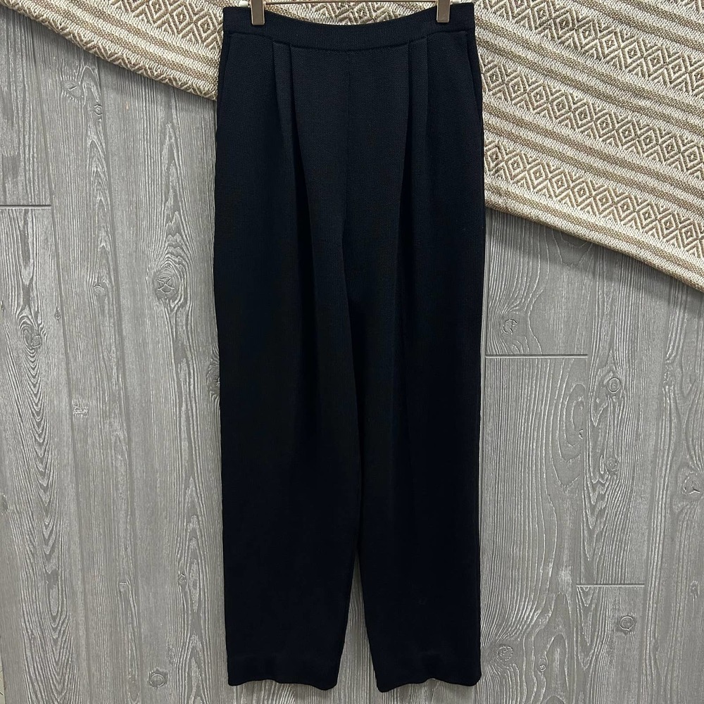 St. John Basics High Rise Elastic Waist Pleated Front Knit Trouser Pant Sz 6